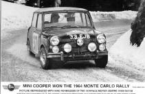 Bildet viser Paddy Hopkirk og Henry Liddon i 1964 Rally Monte Carlo. Klikk for  se strre bilde.